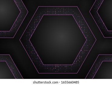 Abstract dark metallic overlap background. Luxury Abstract 3D background with a combination of luminous polygons in 3D style. Graphic design glitters dots element decoration.