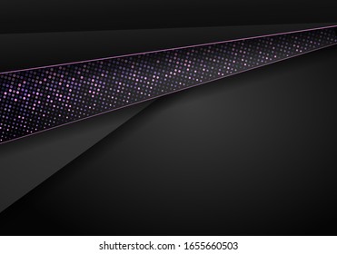 Abstract dark metallic overlap background. Luxury bright blue lines modern futuristic background. Technology design template. Texture with gold glitters dots element decoration.