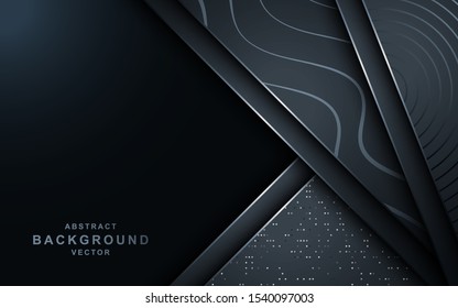 	
Abstract dark metallic overlap on dark blank space design modern luxury futuristic background vector illustration.