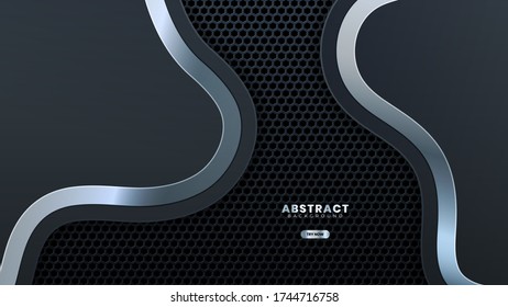 Fondo de metal perforado con onda de acero inoxidable. Ilustración del vector 3d