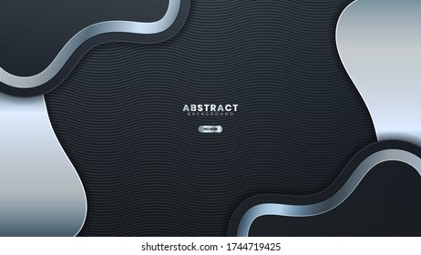 Abstract Dark Metallic Silver Frame Layout Tech Design Background Template suitable for Web Banner, Posters, Flyer, Cover, Brochure, etc