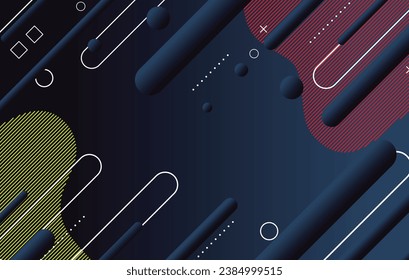 Abstract dark minimal geometric background design. Dynamic shapes composition