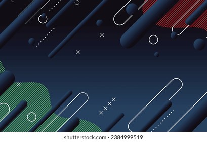 Abstract dark minimal geometric background design. Dynamic shapes composition