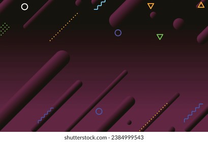 Abstract dark minimal geometric background design. Dynamic shapes composition