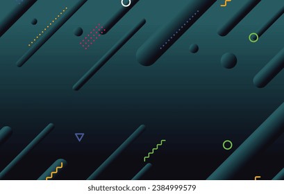 Abstract dark minimal geometric background design. Dynamic shapes composition