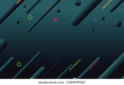 Abstract dark minimal geometric background design. Dynamic shapes composition