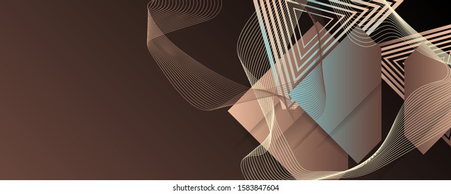 Abstract dark modern colors geometric shape and shadows editable vector design wave poster