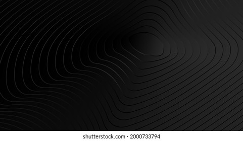 Abstract dark monochrome wavy lines pattern design. Minimal striped surface texture background. 