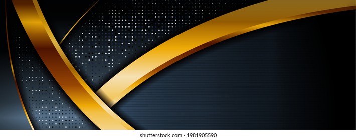 Abstract Dark Navy Background Combined with Golden Element.