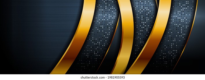 Abstract Dark Navy Background Combined with Golden Element.