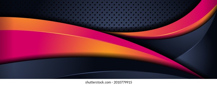 Abstract Dark Navy Background Combined with Dynamic Modern Orange Shape and Lines.