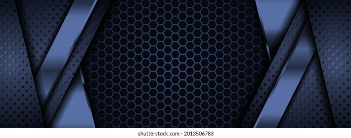 Abstract Dark Navy Background with Modern Shape And Futuristic Element.