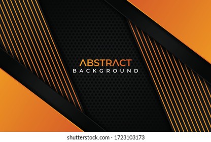 Abstract dark navy background and orange lines in 3d style