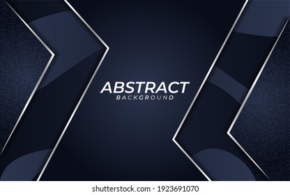 Abstract Dark navy background with overlap layer texture and Metallic lines element.