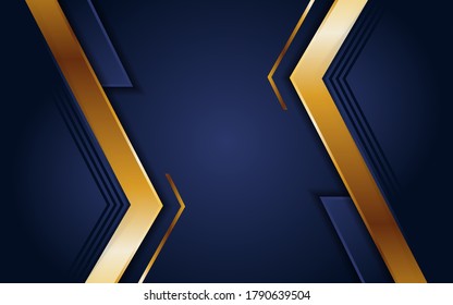 Abstract dark navy blue background with golden lines