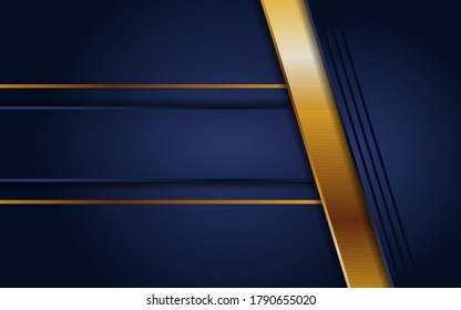 Abstract dark navy blue background with golden lines