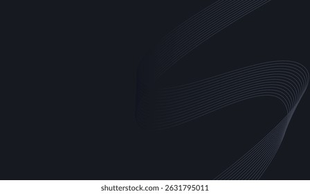 Abstract Dark Navy Blue Background with Smooth Wavy Lines Pattern, Minimalist Style Design for Technology and Business Presentations, Desktop Wallpapers, Elegant Posters and Modern Web Templates