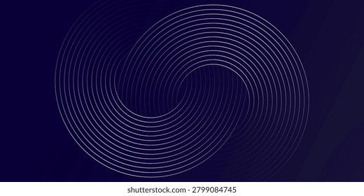 Abstract dark navy blue background with geometric concentric circular lines.