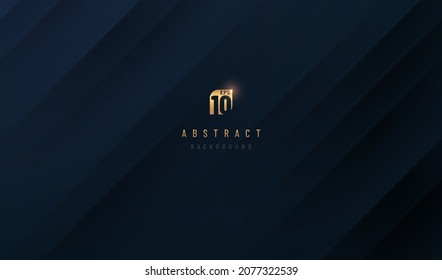 Abstract dark navy blue gradient layered background with dynamic diagonal stripe lines and shadow. Modern and simple template banner design. Luxury and elegant concept. Vector illustration