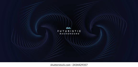 Abstract Dark Navy Blue Green Gradient Waving Circles Flowing Dot Technology Banner Background. Purple Pink Gradient Glowing Dotted Wave Digital Futuristic Diagonal Banner for Cover, Website, Header