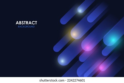 abstract dark navy blue with rounded shape glowing light effect background. eps10 vector