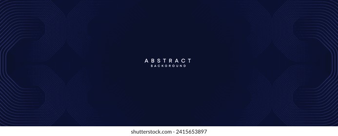 Abstrakte dunkle Navy Blue Waving-Kreise umreißen Technologie-Hintergrund. Moderner Farbverlauf mit leuchtenden Linien glänzend geometrische Form und Diagonale, für Broschüren, Deckel, Plakat, Banner, Website, Kopfzeile