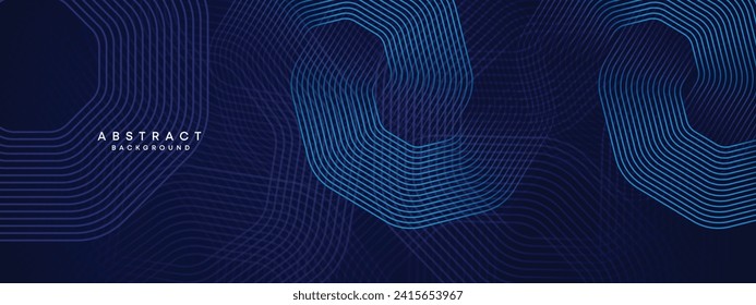 Resumen Los círculos azules de la Marina Oscura se alinean con el fondo tecnológico. Gradiente moderno con líneas brillantes de forma geométrica y diagonal, para folletos, portada, afiche, banner, sitio web, cabecera