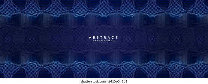 Abstrakte dunkle Navy Blue Waving-Kreise umreißen Technologie-Hintergrund. Moderner Farbverlauf mit leuchtenden Linien glänzend geometrische Form und Diagonale, für Broschüren, Deckel, Plakat, Banner, Website, Kopfzeile