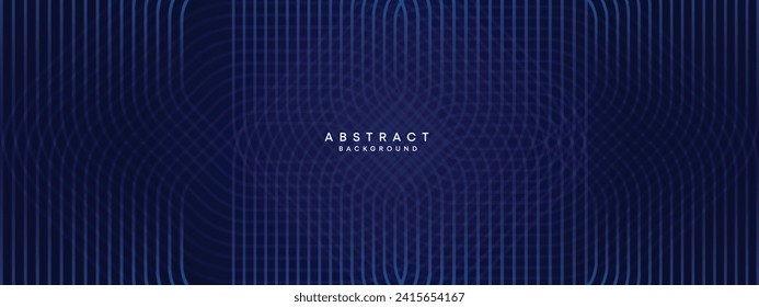 Abstract Dark Navy Blue Waving circles lines Technology Background. Modern gradient with glowing lines shiny geometric shape and diagonal, for brochure, cover, poster, banner, website, header