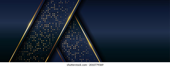 Abstract Dark Navy Luxury Background Combined with Golden Element.