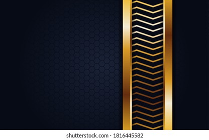 Abstract dark navy tech background with gold line