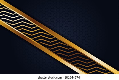 Abstract dark navy tech background with gold line
