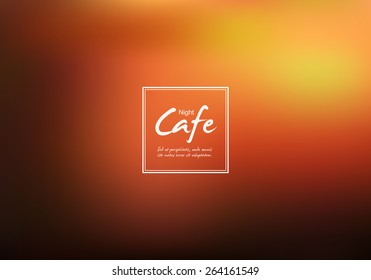 Abstract dark orange background with cafe logo.