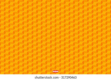 abstract dark orange geometric pattern with sand texture with rhombus with abstract beige lines isolated on cream background. vector illustration