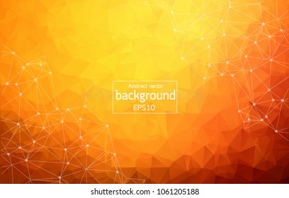 Abstract dark Orange Geometric Polygonal background molecule and communication. Connected lines with dots. Concept of the science, chemistry, biology, medicine, technology.
