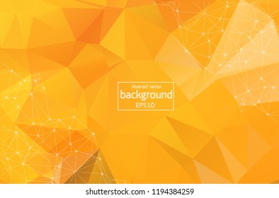 Abstract dark Orange Geometric Polygonal background molecule and communication. Connected lines with dots. Concept of the science, chemistry, biology, medicine, technology.