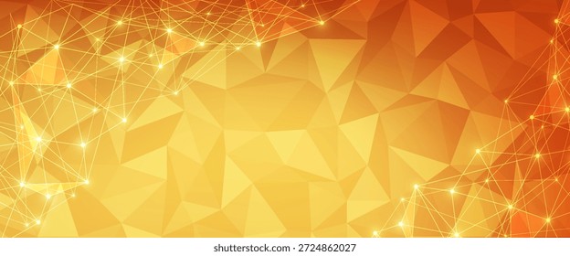 Abstractas oscura Naranja Geométrica Molécula de fondo poligonal y comunicación. Líneas conectadas con puntos. Concepto de la ciencia, la química, la biología, la medicina, la tecnología.