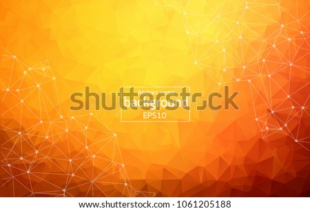 Abstract dark Orange Geometric Polygonal background molecule and communication. Connected lines with dots. Concept of the science, chemistry, biology, medicine, technology.