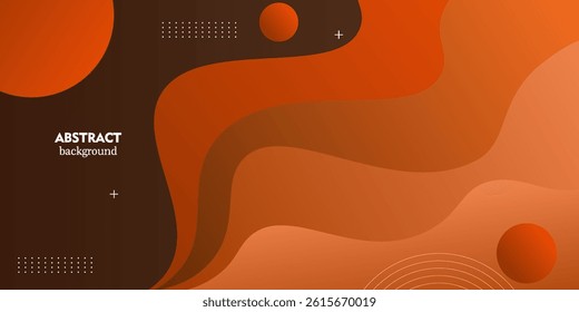 Abstract dark orange gradient 3D background. Simple wave shadow with circle pattern design. Vector Eps10