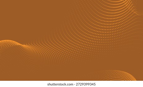 Abstractas Ilustración vectorial de onda de semitono naranja oscuro con textura de profundidad punteada sobre fondo sólido para un diseño digital de marca moderna audaz y visuales creativos