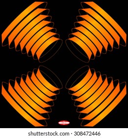 abstract dark orange pattern with beige texture with brown ellipse isolated on black background. vector illustration