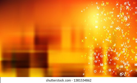 Abstract Dark Orange Random Letters Background Vector