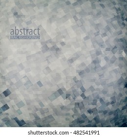 Abstract dark pattern with chaotic pixels on gray background. Colorless vector graphic