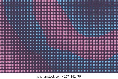 Abstract dark pink and blue retro comic background with halftone pattern. Cartoon wallpaper with rounded dotted lines for comics book, advertising design, poster, print