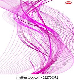 abstract dark pink line with purple wave with marsala band isolated on white background. vector illustration