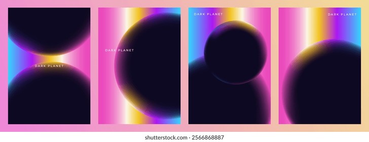 abstract dark planet illustration iridescent background cover design set, for cover, poster, background, wallpaper, catalog, magazine, etc.
EPS 10 vector design set.
