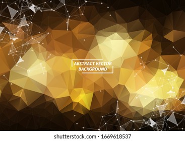 Abstract Dark Polygonal Space Background with Connecting Dots and Lines. Geometric Polygonal background molecule and communication. Concept of science, chemistry, biology, medicine, technology.