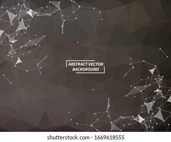 Abstract Dark Polygonal Space Background with Connecting Dots and Lines. Geometric Polygonal background molecule and communication. Concept of science, chemistry, biology, medicine, technology.