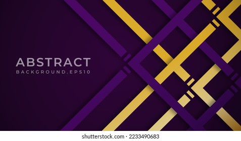 Abstract Dark Purple 3D Background with Gold and Purple Lines Paper Cut Style Textured. Usable for Decorative web layout, Poster, Banner, Corporate Brochure and Seminar Template Design