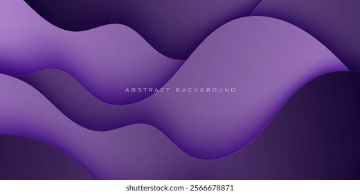 Abstract dark purple 3D background with wave pattern and shadow. Realistic wave background. Eps10 vector